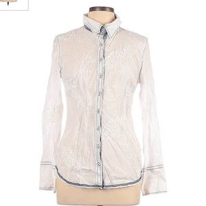 Georg Roth Los Angeles White Embroidered Button Down Blouse Small